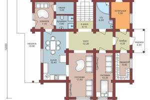 Проект "Нинель" двухэтажный загородный дом из оцилиндрованного бревна — фото-533_1