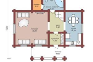 Проект "Оливия" двухэтажный дом из оцилиндрованного бревна с террасой — фото-533_1