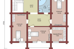 Проект "Симона" двухэтажный дом  из бревна с балконом и навесом — фото-533_2