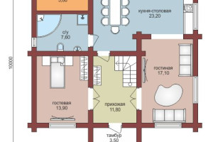 Проект "Флоренция" коттедж из оцилиндрованного бревна с мансардным этажом — фото-533_1