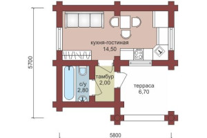 Проект "Юнона" маленький дачный дом  из оцилиндрованного бревна — фото-533_1