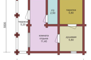 Проект "Кэри" баня из профилированного бруса с террасой — фото-535_1