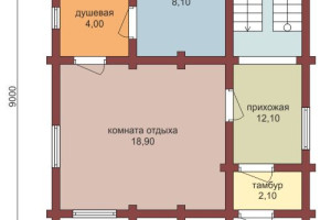 Проект "Лакки" двухэтажная баня с террасой и балконом — фото-535_1