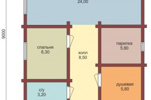 Проект "Арбат" баня из оцилиндрованного бревна — фото-534_1