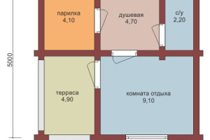 Проект "Джэсси" бани из оцилиндрованного бревна с террасой — фото-534_1