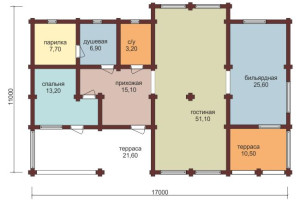 Проект "Каррос" баня из оцилиндрованного бревна с бильярдной — фото-534_1