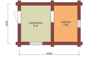 Проект "Мини" небольшая баня  для дачного участка из бревна — фото-534_1