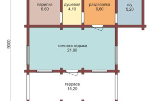 Проект "Моника" баня из оцилиндрованного бревна с террасой — фото-534_1