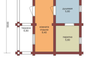 Проект "Рина" небольшая баня из бревна с террасой — фото-534_1