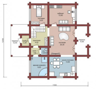 Проект "Адонис" двухэтажный дом  из бруса — фото-532_1