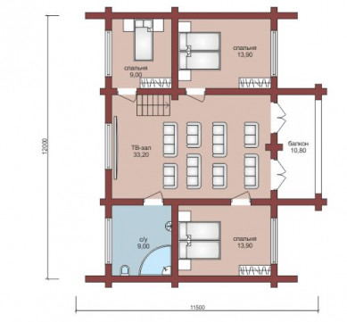 Проект "Адонис" двухэтажный дом  из бруса — фото-532_2