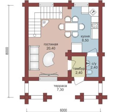 Проект "Аполлон" небольшой дом из бруса с мансардой — фото-532_1