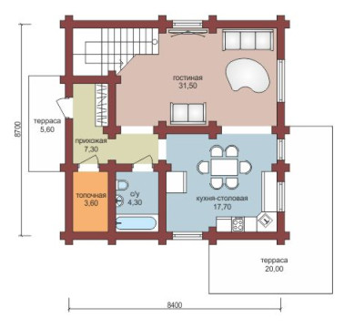 Проект "Богдан" загородный двухэтажный дом из бруса — фото-532_1