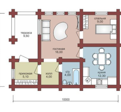 Проект "Бруно" одноэтажный дом из профилированного бруса — фото-532_1