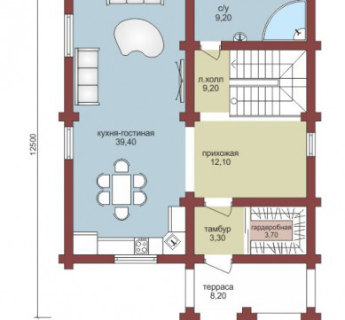 Проект "Валентин" дом из профилированного бруса  с мансардой — фото-532_1