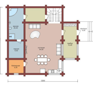 Проект "Венедикт" загородный двухэтажный дом из бруса — фото-532_1