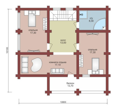 Проект "Даниил" двухэтажный коттедж из бруса с террасой и балконом — фото-532_2