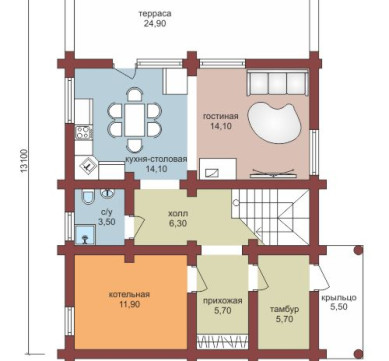 Проект "Дональд" дом из профилированного бруса с мансардой — фото-532_1