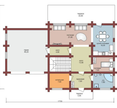 Проект "Дорофей"  дом из профилированного бруса с гаражом — фото-532_1