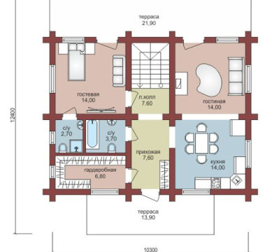 Проект "Елизар" загородный коттедж  с террасой и большим балконом — фото-532_1