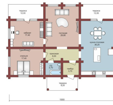 Проект "Игнат" одноэтажный дом  из профилированного бруса площадью 150 кв.м — фото-532_1