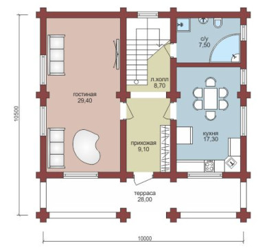 Проект "Июлий" загородный дом  с мансардой и террасой — фото-532_1