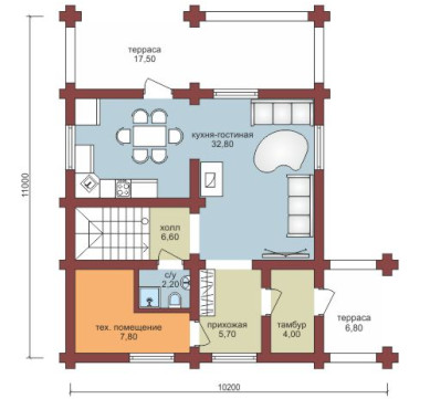 Проект "Капитон" загородный дом с мансардой и террасой — фото-532_1