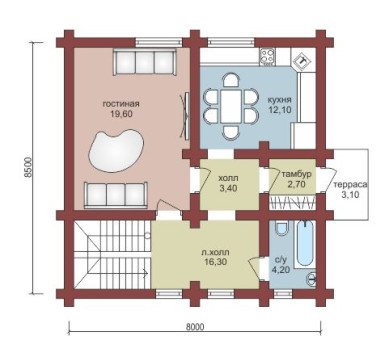 Проект "Леонардо" загородный двухэтажный дома из бруса — фото-532_1