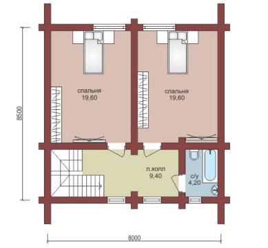 Проект "Леонардо" загородный двухэтажный дома из бруса — фото-532_2