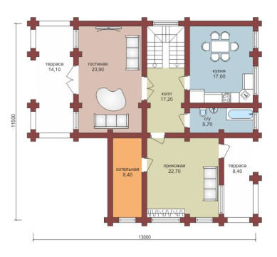 Проект "Милад" дом из бруса с балконом и 2 террасами — фото-532_1