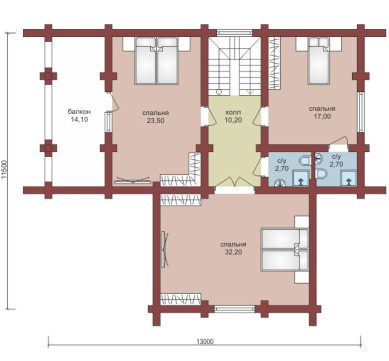 Проект "Милад" дом из бруса с балконом и 2 террасами — фото-532_2