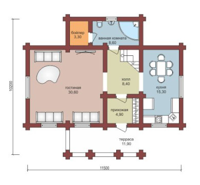 Проект "Оскар" дом из бруса с террасой — фото-532_1