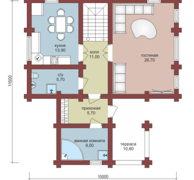 Проект "Отто" двухэтажный дом из профилированного бруса — фото-532_1