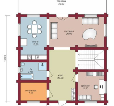 Проект "Потап" большой загородный  дом  из  бруса — фото-532_1