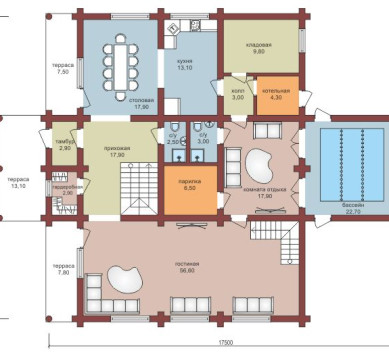 Проект "Рауль" трехэтажный дом из профилированного бруса — фото-532_1