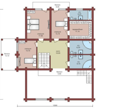 Проект "Рауль" трехэтажный дом из профилированного бруса — фото-532_2