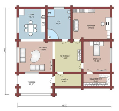 Проект "Святогор" одноэтажный дом из бруса с мансардой — фото-532_1