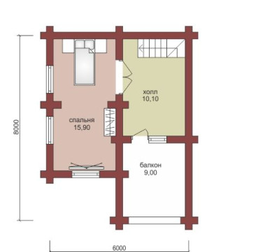 Проект "Тигран" небольшой дом из бруса с террасой и балконом — фото-532_2